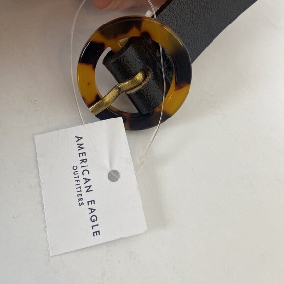 American Eagle Outfitters Women's Genuine Cow Leather Belt Black & Leopard sz M - Picture 2 of 5